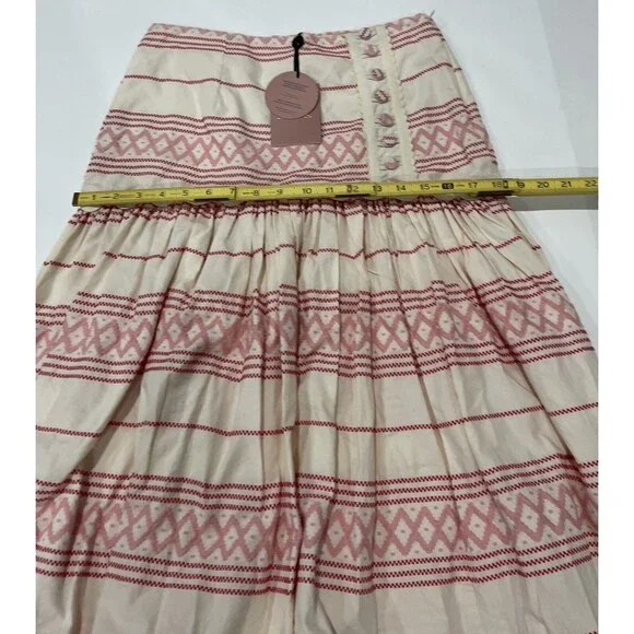 Anthropologie Raissa Skirt Boho High Low Ivory Preppy Vacay Retro Medium NWT - Picture 10 of 15